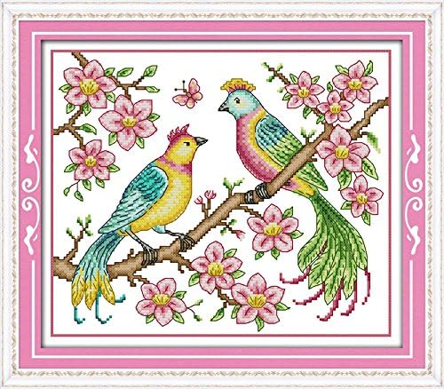 印有全系列刺绣入门套件,适合初学者 diy 11 克拉 3 股 - 爱情鸟 40