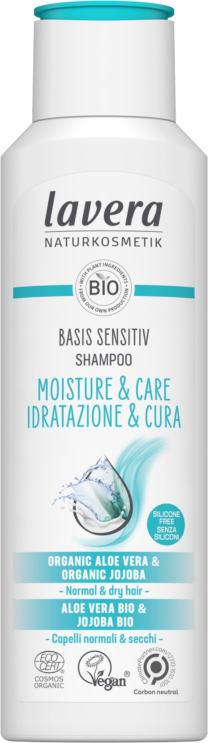 lavera Shampoo Basic Sensitive Moisturizing Care • Moisturizing Shampoo • * Care • Natural Cosmetics • Vegan • Certified • 250ml