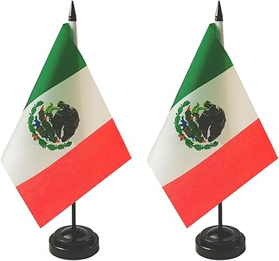 2 件装墨西哥台旗,墨西哥桌旗,墨西哥装饰,墨西哥会议旗帜,墨西哥国旗
