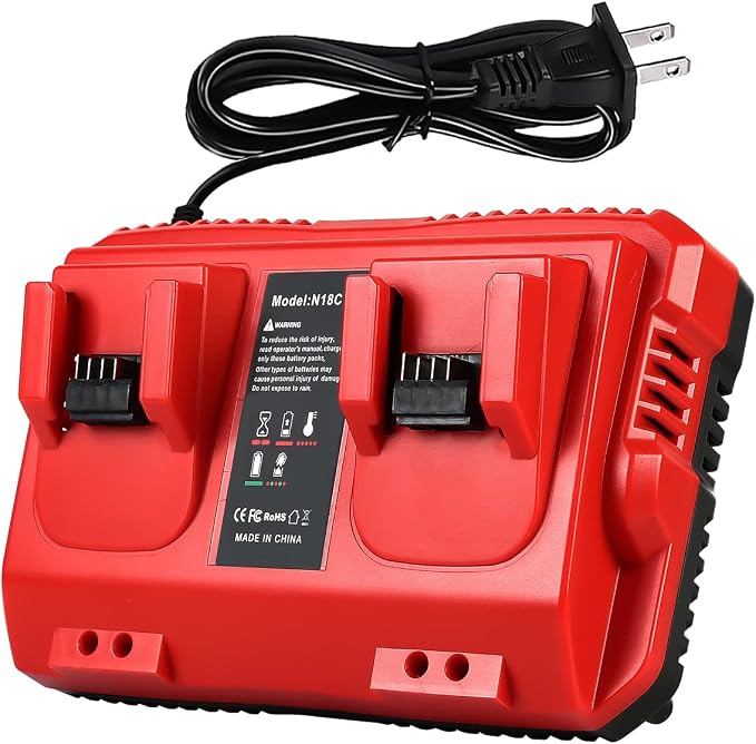 milwaukee m18 电池充电器 2 端口 兼容 milwaukee 18v 充电器 48-59