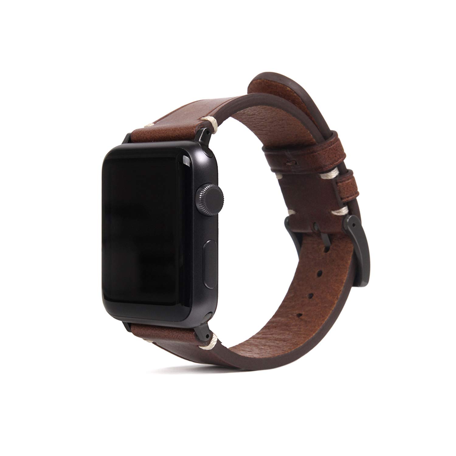 SLG Design Apple Watch Band 45mm 44mm 4mm Leather Italian Apple Watch Band Series 7/Series 6/Series SE/Series 5/Series 4/Series/Series/Suitable for Italian Butterfly Leather (Brown)