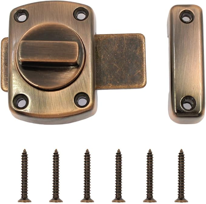 btmb 旋转螺栓锁门闩防盗*门滑动锁大号尺寸(红青铜)-1 件