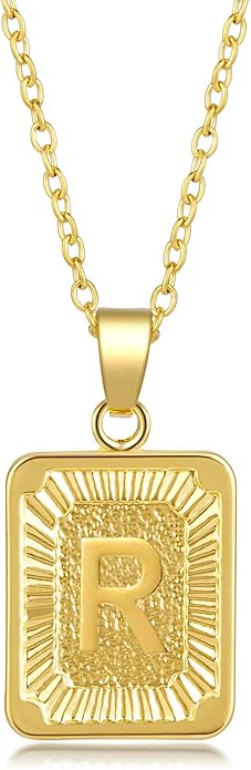 jewelbeauty 首字母项链 英文大写字母 a-z 方形吊坠 女士,镀金,50.