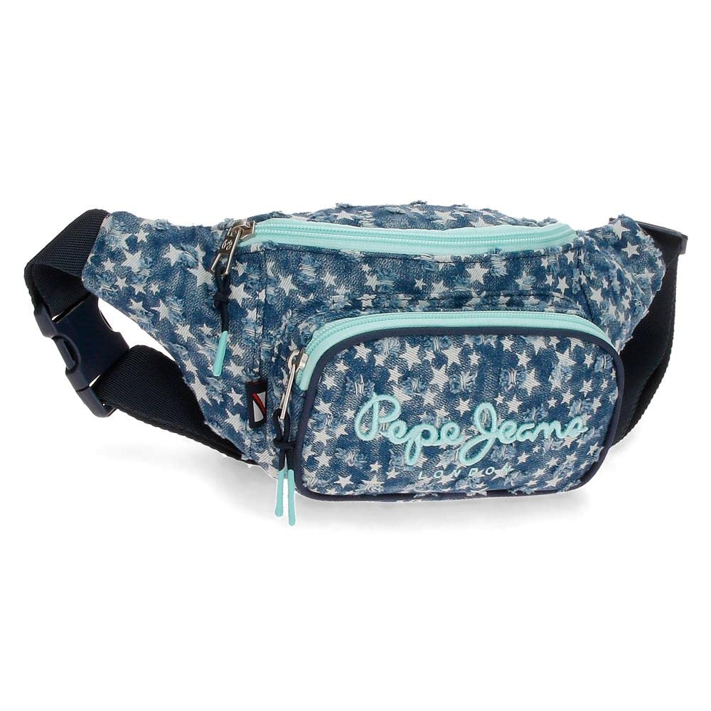 Pepe Jeans Denim Star Pencil case, pencil case, blue, Fanny pack