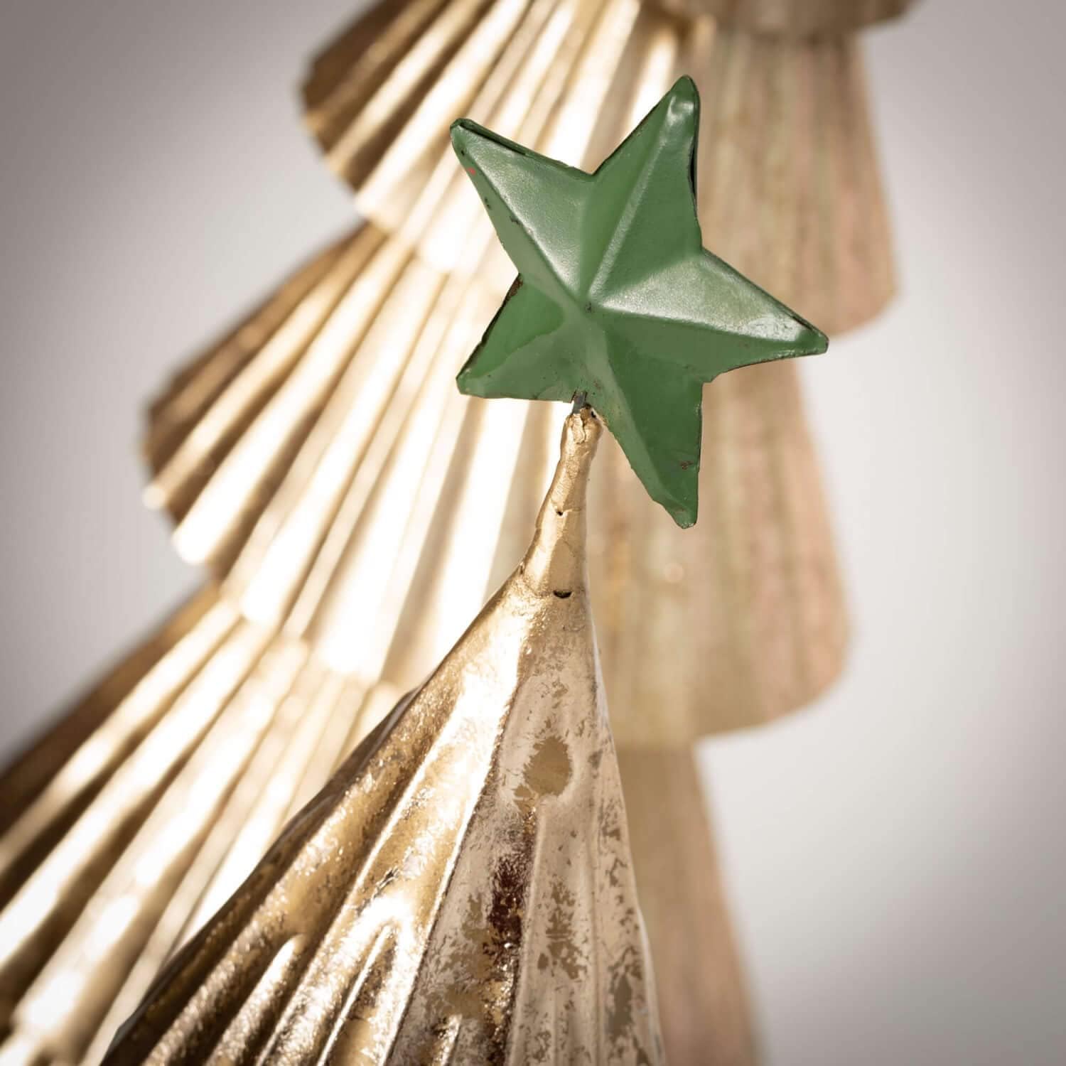 Gold Metal Tabletop Christmas Tree Set