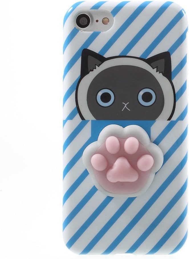 Iphone 5 5s 挤皮动物手机壳 北极熊猫鸡时尚可爱3d 软硅胶松弛毒玩具动物保护套适用于apple Iphone 5 5s Iphone 5 5s A Cat Paw Blue 亚马逊中国