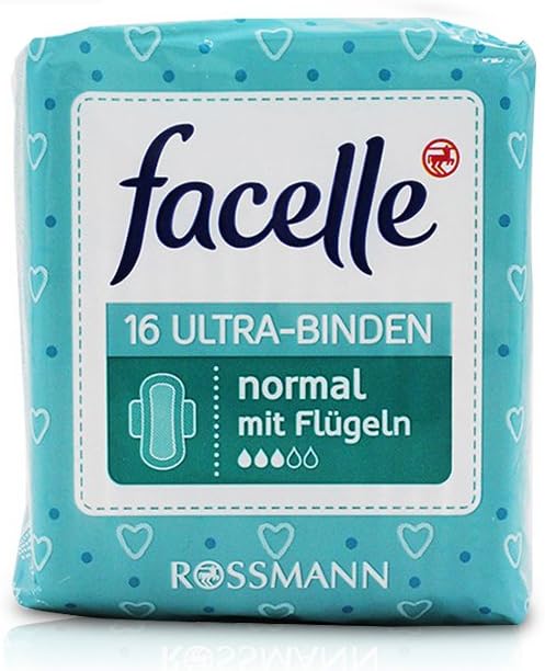 德国facelle卫生巾 完税进口 不含荧光剂 棉柔超薄防漏普通型带护翼无