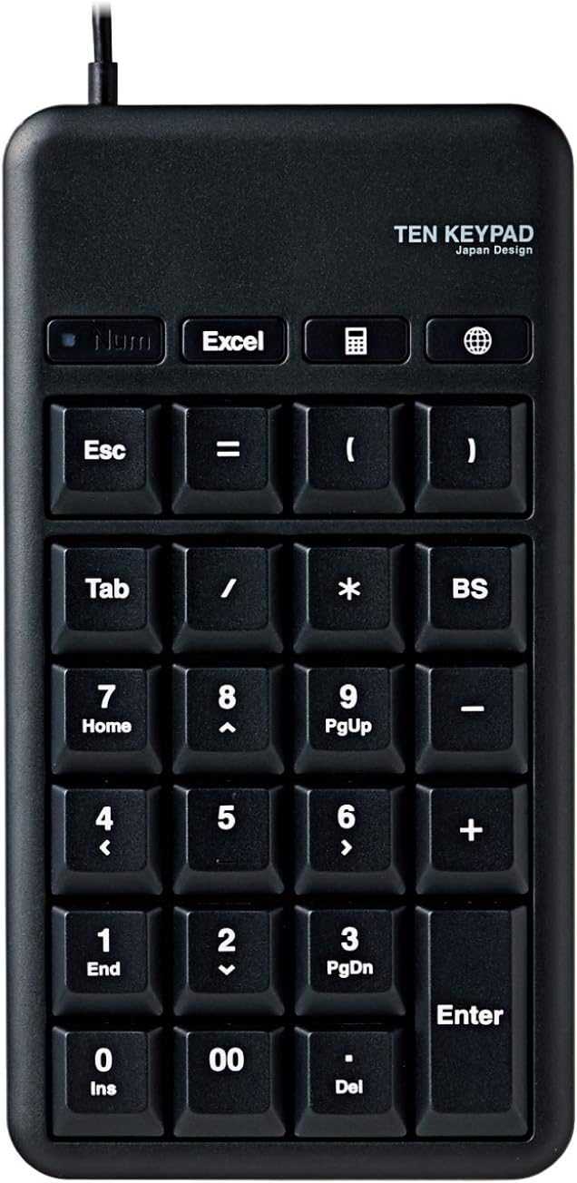 elecom 有线数字小键盘桌面大号塑料薄膜耐用 usb 集线器带热键 tk