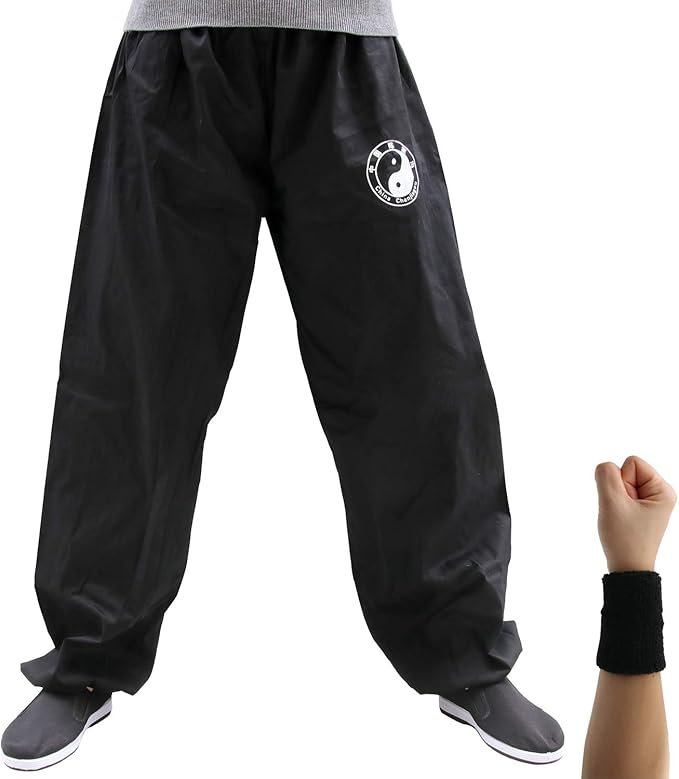 taichi 灯笼裤太极训练裤 | 功夫太极练习制服武术服装下装棉, 黑色