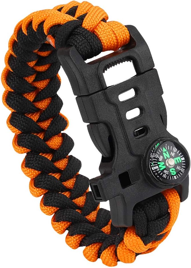 jks 5 合 1 战术手镯 生存手镯 带伞绳,消防起动器,指南针,紧急哨子和