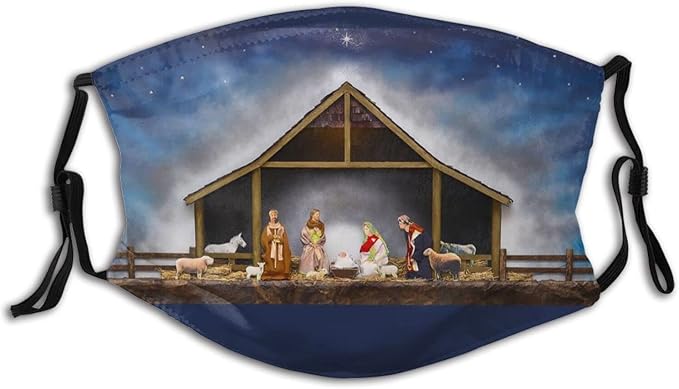 piecery 耶稣降生口罩 巴拉克拉法耶稣降生 可水洗透气布面具围巾带 2