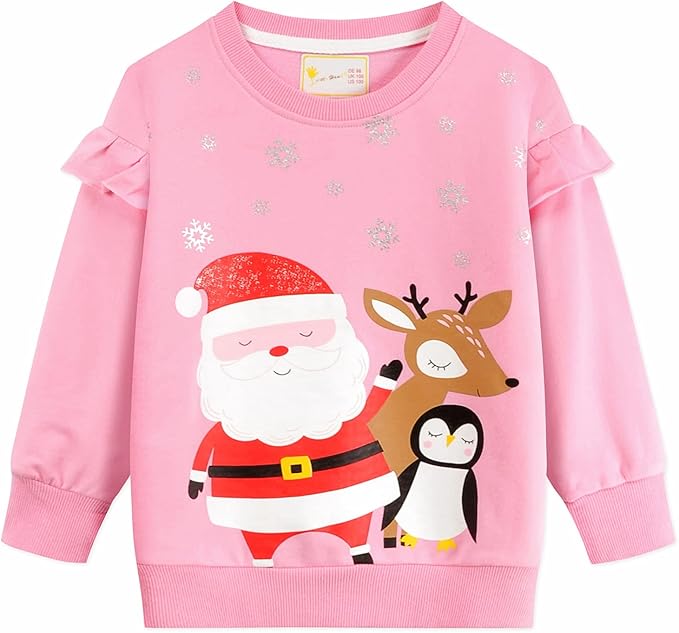 女孩棉恐龙独角兽套头运动衫幼童长袖儿童t恤上衣