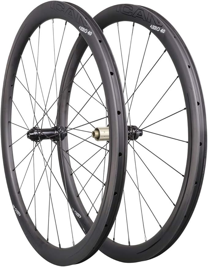 ican 碳轮 aero 40 盘公路自行车车轮 40 毫米锁紧无管准备盘式制动器