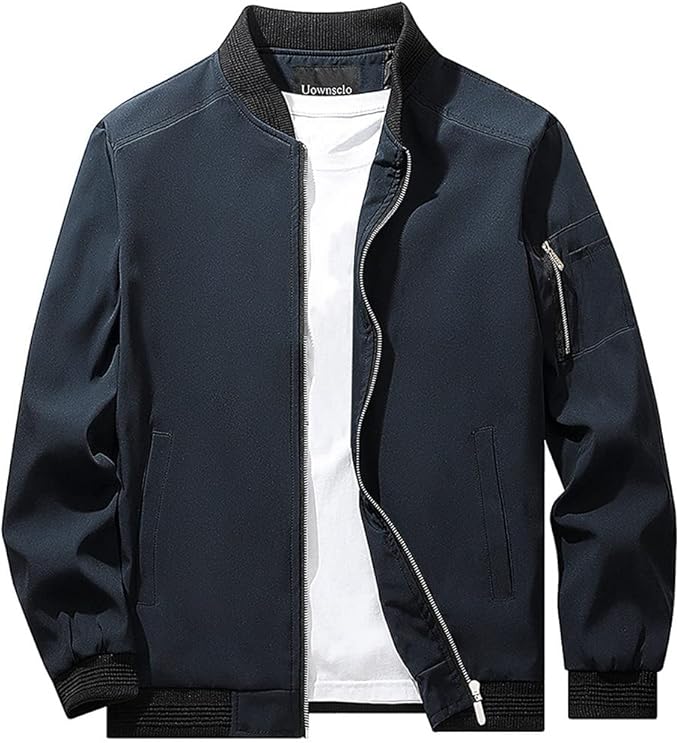 uownsclo 男式夹克轻便休闲飞行飞行员夹克春秋外套外套