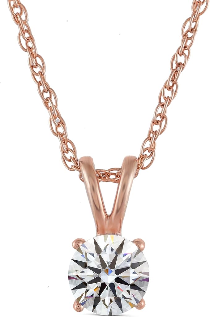 50 克拉莫桑石钻石吊坠 | 925 纯银镀金吊坠 | 女士单粒项链