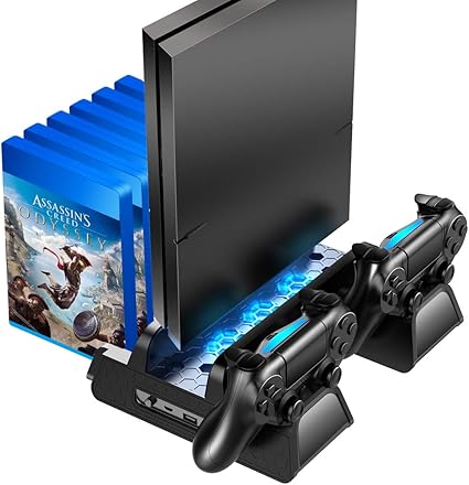 Oivo Ps4 Ps4 超薄 Ps4 专业垂直冷却支架 带控制器充电底座和12 个游戏插槽 小家电 亚马逊中国