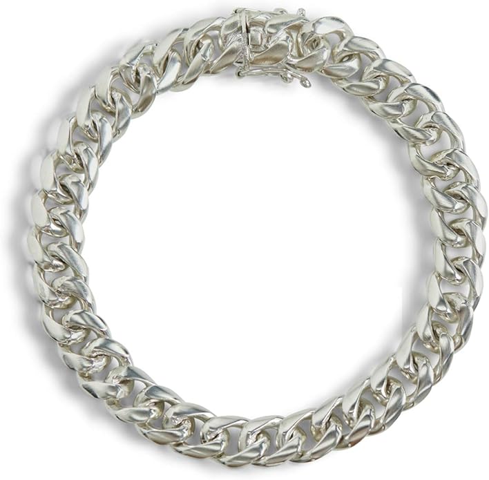 sólido enlace 男式 925 意大利纯银迈阿密古巴链式手链 | 厚实,大号