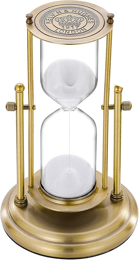 复古沙漏计时器,黄铜砂钟 60 分钟,金属 1 小时玻璃适用于家庭,办公室