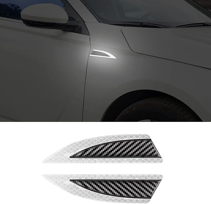 lanzmyan 汽车叶片反光*警告防碰撞条通用门侧车身保护贴纸 2 件白色