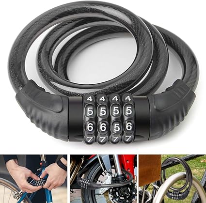 Lineway 自行车锁电缆 2 6 英尺自行车锁自行涂层可重置组合自行车电缆锁 自锁4 位数增强自行车电缆锁 运动户外休闲 亚马逊中国