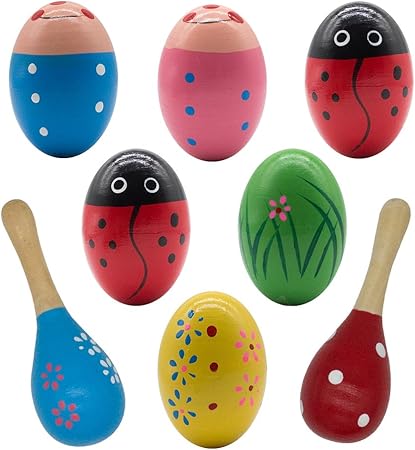 8 件儿童乐器套装 6 件复活节马拉卡斯蛋摇铃 2 件打击音乐沙锤 乐器 亚马逊中国