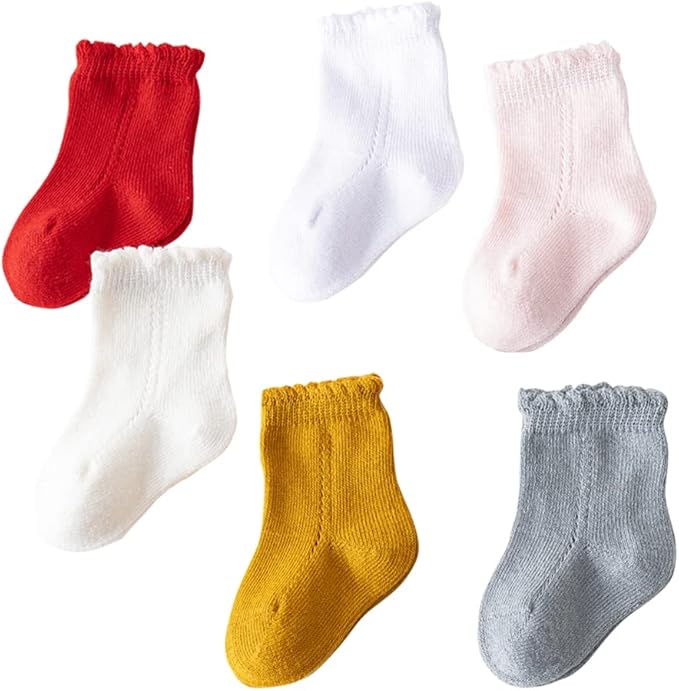 baby socks 中性棉质柔软,适合婴儿幼儿,儿童男孩女孩 6 双装