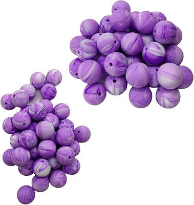 大理石紫色硅胶圆形 15mm 12mm 珍珠农舍装饰球散装妈妈项链 diy 珠宝