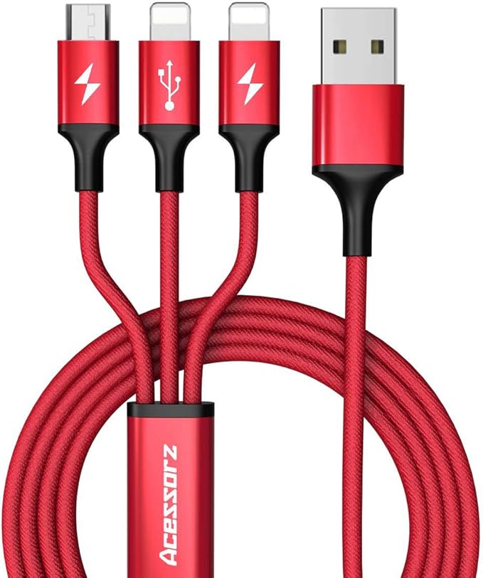 usb 3合1数据线 acessorz 多种颜色充电器3合1闪电 &amp; micro