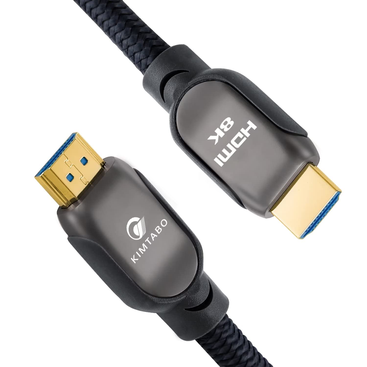 KIMTABO HDMI 2.1 cable 15 feet 48 Gbps, ultra high speed HDMI cable,4K HD 120Hz 144Hz 2K 240Hz HDMI cable,eARC HDCP 2.2&2.3 HDR 10+ Dolby compatible PS5/Xbox Series x/Apple TV 4K