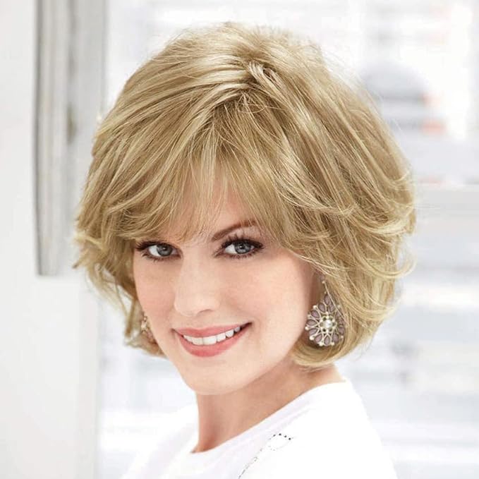 sallcks 女式短层金发假发柔软合成耐热*替换全假发适合日常派对使用