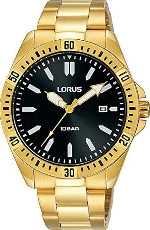 lorus 男式模拟石英手表金属表带 rh918nx9