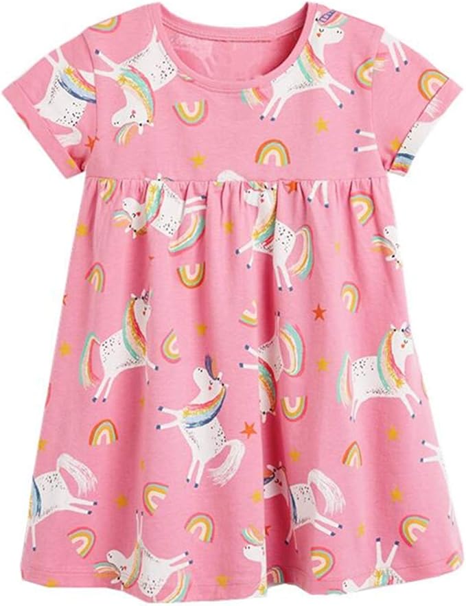 dodo 婴儿幼儿女孩休闲卡通印花短袖连衣裙