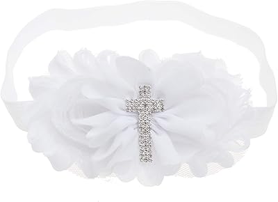 bloomposh 婴儿白色发箍发带蝴蝶结弹性发饰适合女婴新生儿幼儿儿童