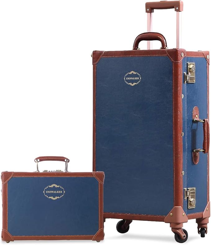 uniwalker 复古行李箱套装 tsa 认证 spinner 行李箱 带 12 英寸火车