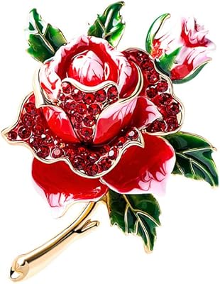 夸张的红色珐琅玫瑰花女士经典*花卉派对办公室胸针礼品礼品