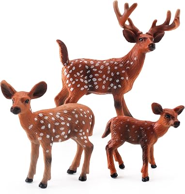 wonwontoys 森林野生动物玩具套装白尾鹿公仔斑点鹿白尾圣诞场景装饰
