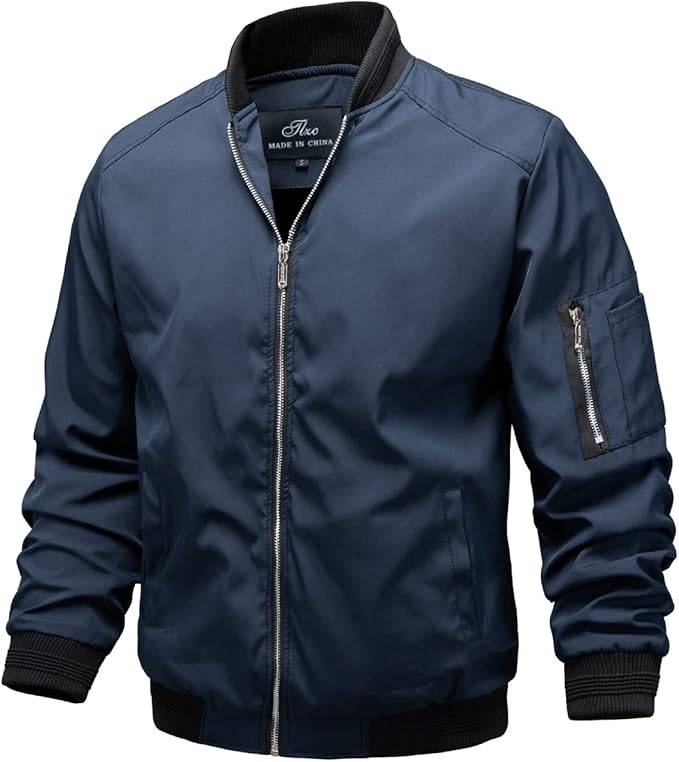 男式轻质飞行员夹克风衣修身运动外套外套