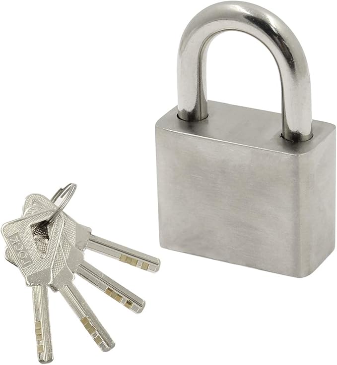 btmb 不锈钢挂锁船用锁防水钥匙挂锁,适用于户外,健身房,门,栅栏,带扣