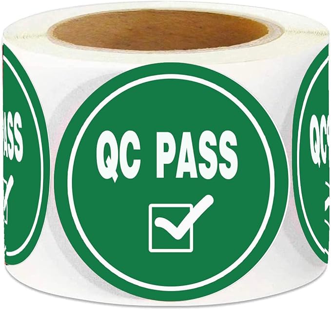 库存贴纸标签,质量控制库存仓库的 qc 通行证贴纸*"qc pass&