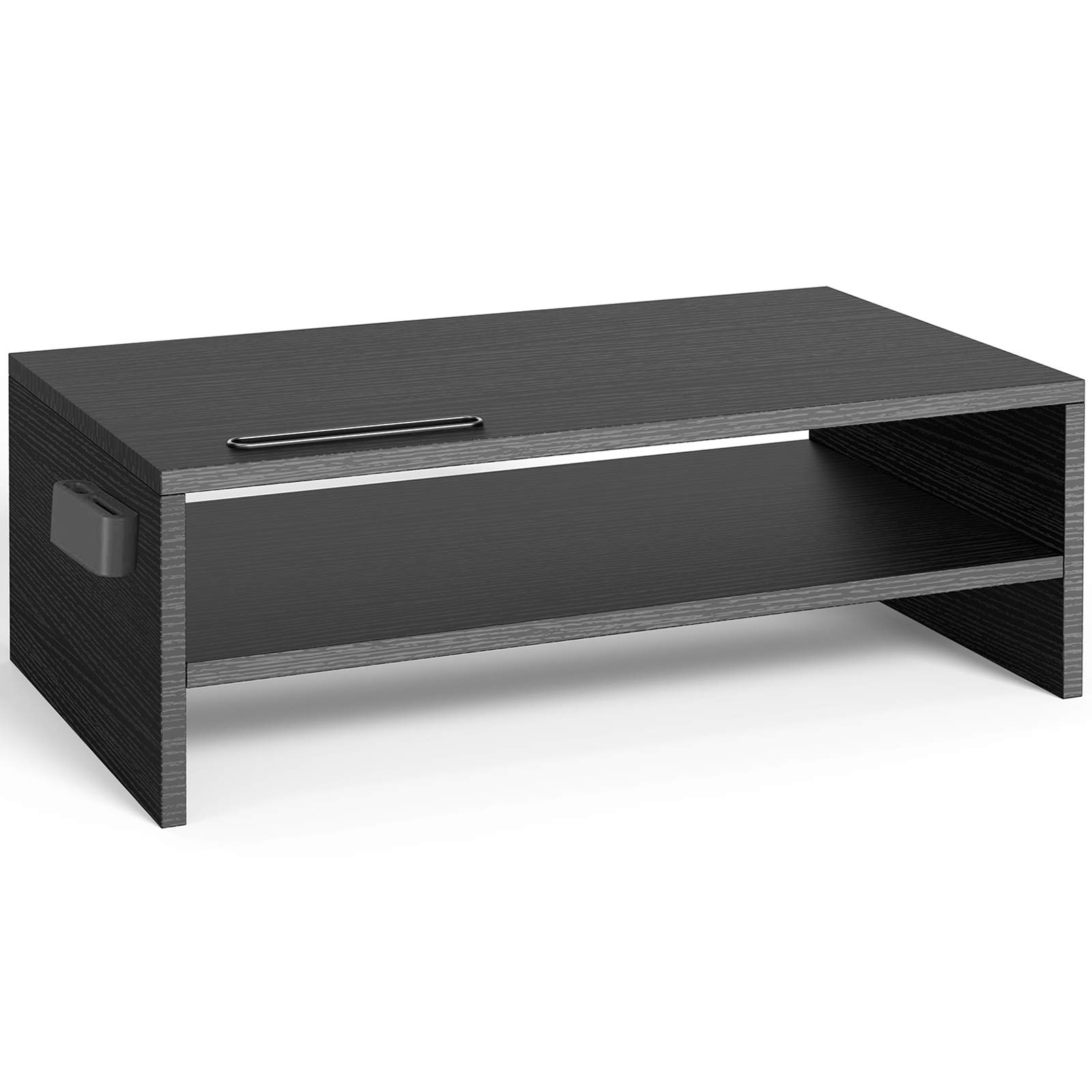 ERGO TAB Wooden monitor stand Riser 2 Layer Desktop storage stand Laptop printer Stand with Phone stand with cable Management 16.5 inches (about 41.91 cm) Black