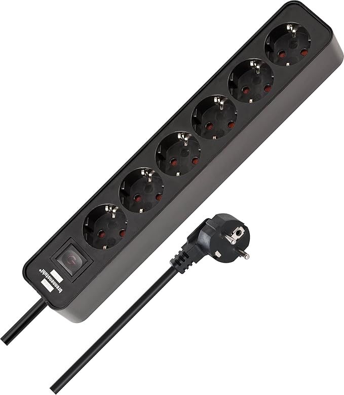 brennenstuhl 百能斯图 ecolor 插排 6 孔(带开关和 1.5 米电线)黑色