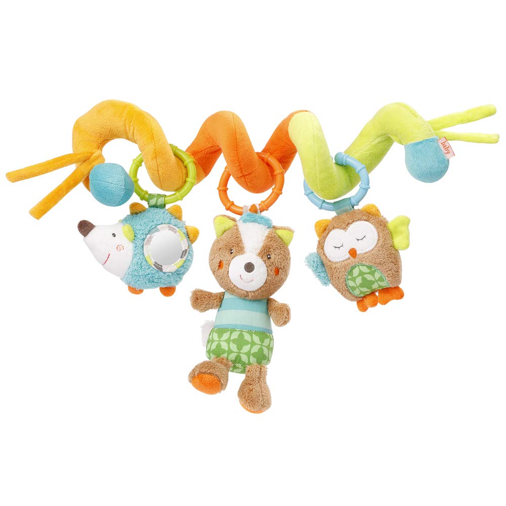 Fehn 071153 Active spiral children's plush toy Sleep Forest - Fabric spiral for grip and feel can be used in beds, strollers, playpens adjustable - suitable for infants and toddlers over 0 months - Si