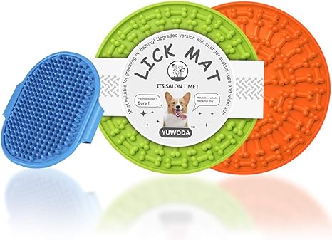 Yuwoda 猫狗舔垫 狗狗花生酱舔垫 慢喂食器狗碗的有趣替代品 缓解 的舒缓垫 美国设计 3 件装 亚马逊中国 宠物用品
