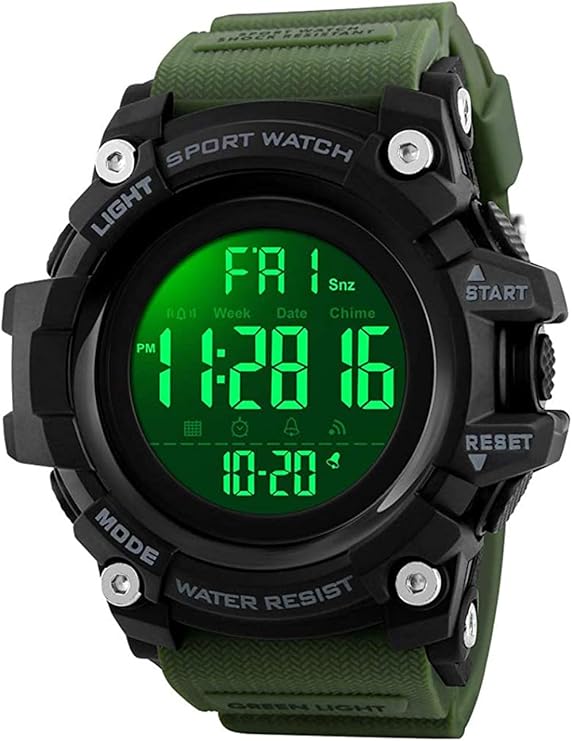 男式大表盘多功能运动数字手表带led背光防水电子手表男式