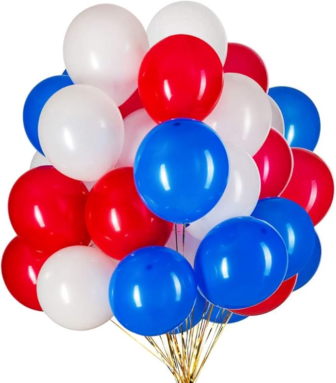 4 厘米)红蓝白气球爱国乳胶派对气球非常适合阵亡将士纪念日,7 月 4