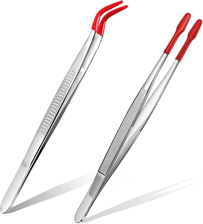 2 件 pvc 硅胶涂层不锈钢夹 适用于实验室工业珠宝化妆镊子工具