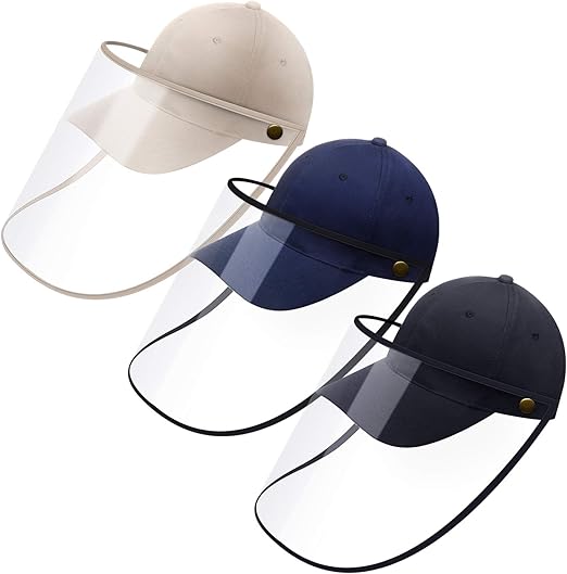 satinior 3 件全脸棒球帽男女通用防护帽保护帽带可拆卸面罩适用于