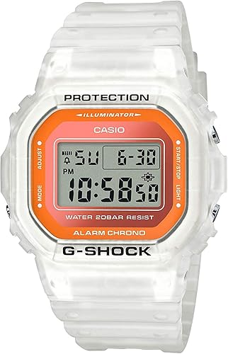 Casio 卡西欧g Shock Dw5600ls 7 荧光色系列白色和橙色方形中性款手表 钟表 亚马逊中国