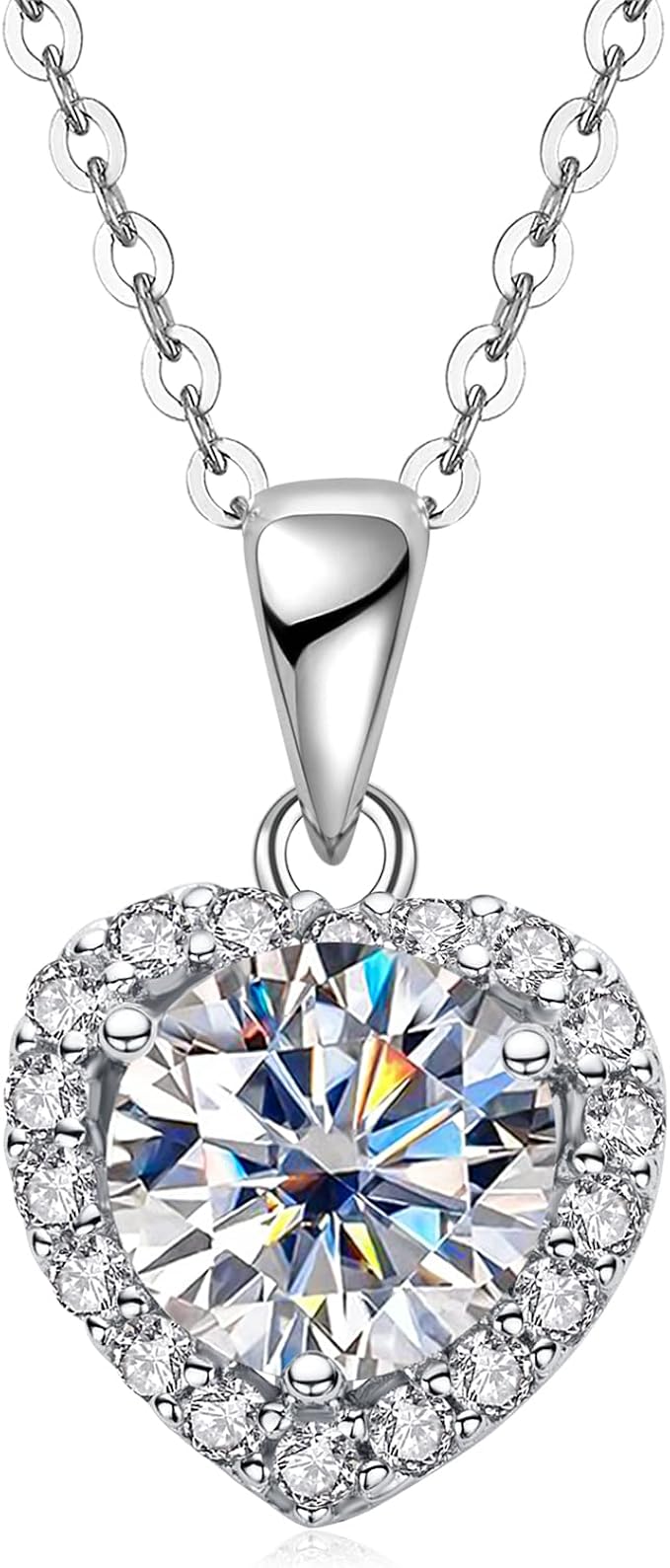 莫桑石吊坠项链,d 色 vvs1 实验室人造钻石 925 纯银圆形切割莫桑石