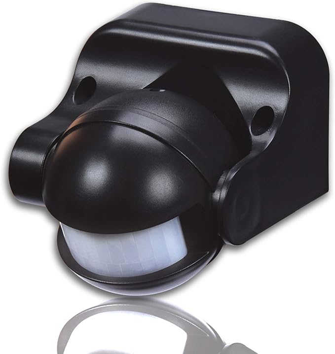 qwyeuro 红外运动传感器照明开关壁挂式ip44 12m范围*大1200w(黑色)